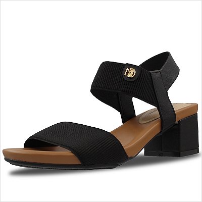 Sandália Modare Ultraconforto Salto Bloco Feminina - Preto/Camel