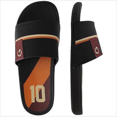 Chinelo Cartago Detroit Gáspea Masculino - Preto/Preto/Laranja