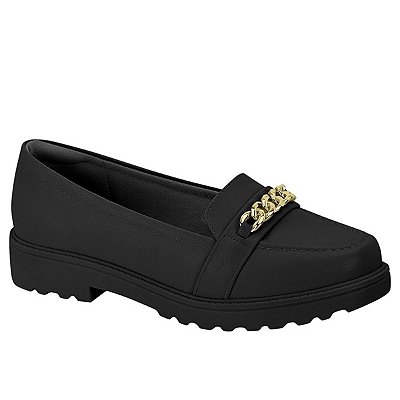 Mocassim Modare Tratorado Feminino - Preto 01/Ouro Claro