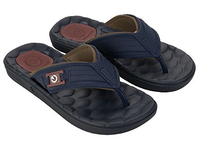 Chinelo Cartago Egeu III Dedo AD Ref:12287 - Azul/Marrom/Bordo