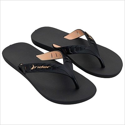 Chinelo Rider Street Duo Dedo AD Ref:12430 - Preto/Preto/Bege