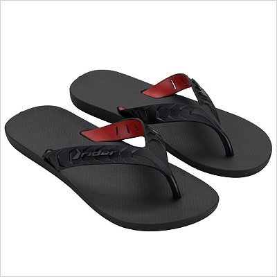 Chinelo Rider Street Duo Dedo AD Ref:12430 - Preto/Preto/Vermelho