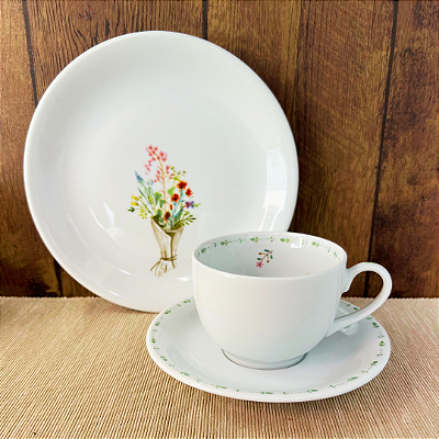Conjunto de chá - 3 peças - Flor de Maio