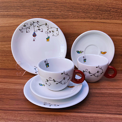 Conjunto de chá - 6 peças - Passarinho