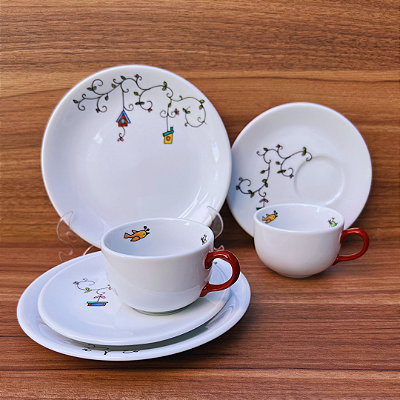Conjunto de café - 6 peças - Passarinho