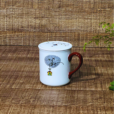 Caneca 250 ml - com tampa - Passarinho