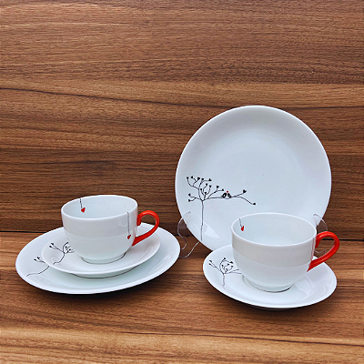 Conjunto de chá - 6 peças - Coração
