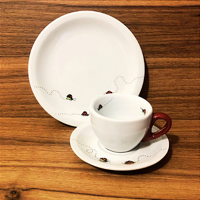 Conjunto de café - 3 peças - Joaninha