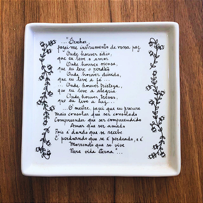 Bandeja Quadrada Oração - Pássaro Preto