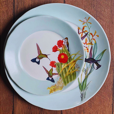 Conjunto de pratos - 2 peças - Beija-flor
