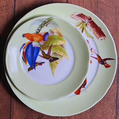 Conjunto de pratos - 2 peças - Beija-flor