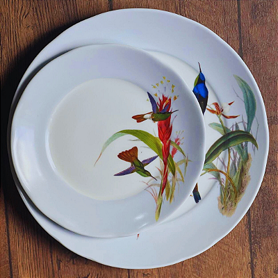 Conjunto de pratos - 2 peças - Beija-flor