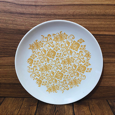 Prato para bolo - Arabesco Dourado