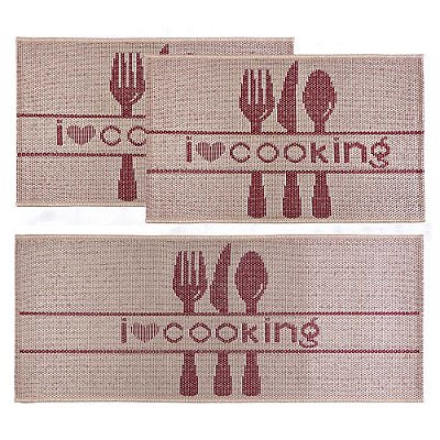 Kit Cozinha 3 Peças Eco Nature Cooking 67 Bege-Vermelho