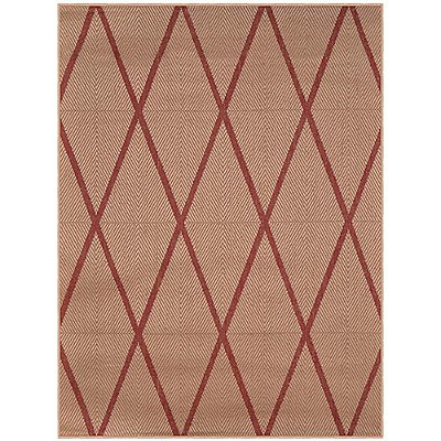 Tapete Sisal Eco Nature Geo 67 Bege-Vermelho 2,00x2,50M