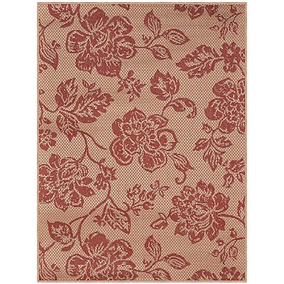 Tapete Sisal Eco Nature Flora 67 Bege-Vermelho 2,00x3,00M