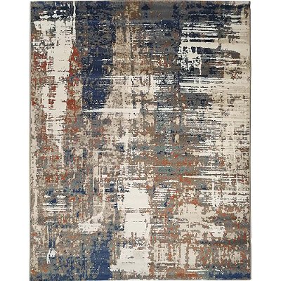 Tapete para sala Sena 05 Bege-Marrom-Azul 1,00X1,40M