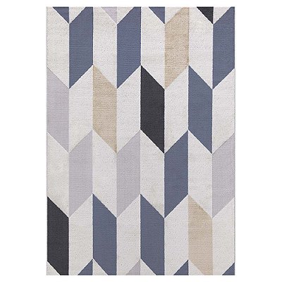 Tapete para Sala Nilo 02 Azul e Bege 1,00X1,40M - Edantex