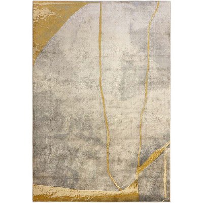 Tapete para Sala Detalhe Dourado Bege-Amarelo 1,50X2,00M
