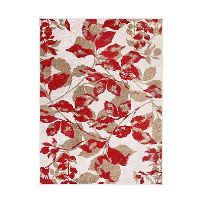 Tapete Classic Leaf 67 Bege-Vermelho 0,50X0,80M - J Serrano