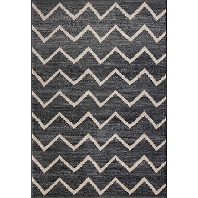 Tapete para Sala Soft Chevron Cinza Escuro 2,00X2,50M - Qaza