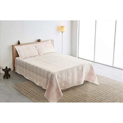 Kit Colcha Solteiro Mont Blanc Tartan 14 Rose - J Serrano