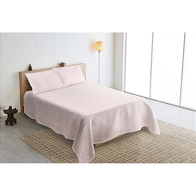 Kit Colcha Solteiro Mont Blanc Madras 14 Rose - J Serrano