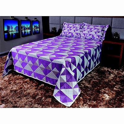 Kit Colcha Casal Queen MontBlanc Cubico 61 Lilas - J Serrano