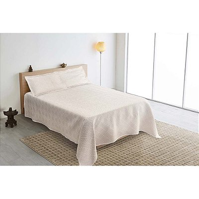 Kit Colcha Casal Queen Mont Blanc Tafeta 27 Bege Claro