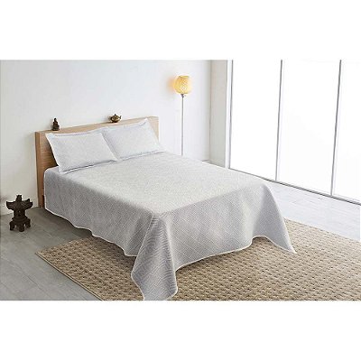 Kit Colcha Casal Queen Mont Blanc Tafeta 21 Azul Claro