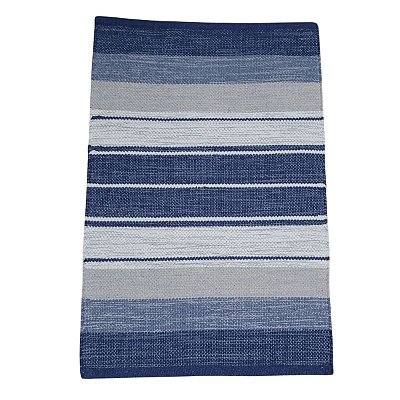 Tapete Indiano Kilim Basar Dupla Face Azul 0,60X0,90M