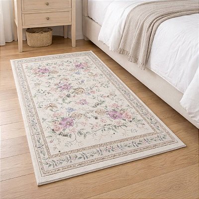 Tapete Antiderrapante Floral Jasmin 03 Bege 0,60X0,90M