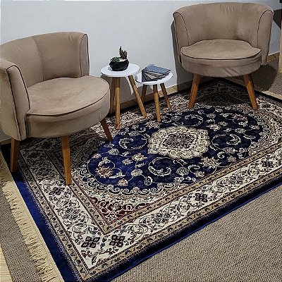 Tapete Tipo Belga Persa Clássico Essence 05 Azul 2,00X2,50M
