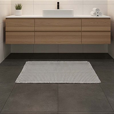 Tapete Antiderrapante Banheiro Waffle Prata 0,40X0,60M