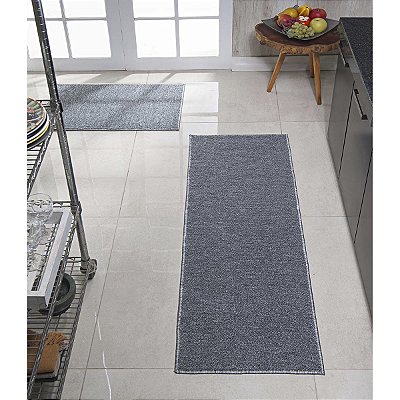 Jogo Tapete Cozinha 2 peças Antiderrapante Detroit Cinza