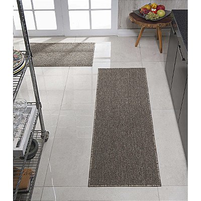 Jogo Tapete Cozinha 2 peças Antiderrapante Detroit Bege