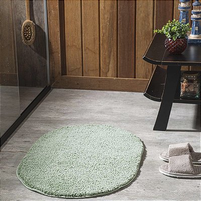 Tapete Banheiro Antiderrapante Cherry Oval Jade 0,50X0,70M