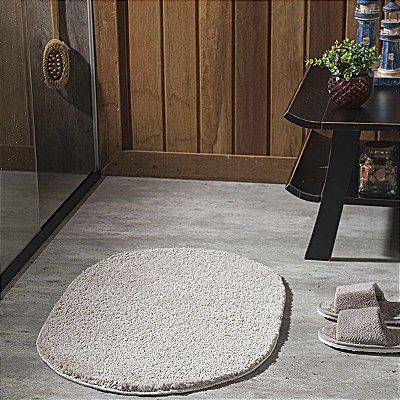 Tapete Banheiro Antiderrapante Cherry Oval Champanhe 0,50X0,70M