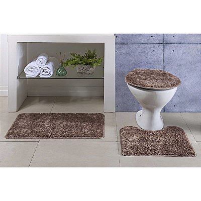 Jogo de Tapete Banheiro 3 peças Antiderrapante Classic Nude