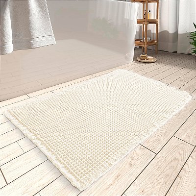 Tapete Antiderrapante Banheiro Waffle Marfim 0,40X0,60M