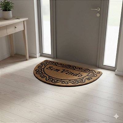 Capacho Antiderrapante Fibra de Coco 0,40X0,60M Meia Lua Panama 1