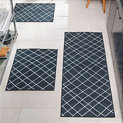 Kit Cozinha 3 peças Antiderrapante Pratik 03 Preto