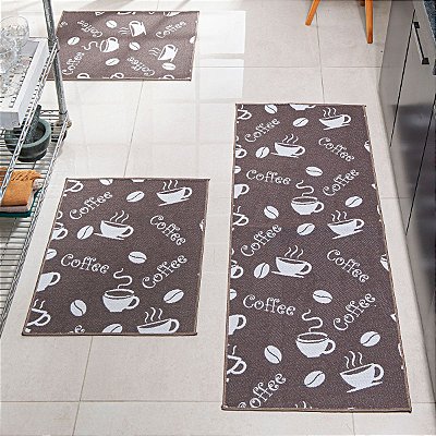 Kit Cozinha 3 peças Antiderrapante Pratik Coffee