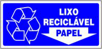 Placa Lixo Reciclável Papel 13x30cm