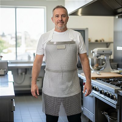 Avental Malha de Aço Inox Curto 70cm Euroflex