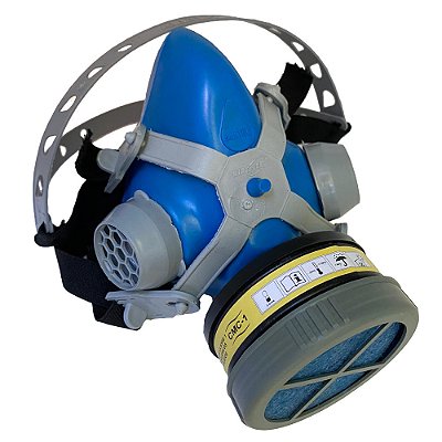 Máscara Respirador AZ01 c/ 1 Filtro VO/GA Tintas Gases + 1 Filtro P2 Poeira