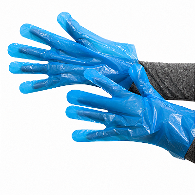 Luva Plástica Impermeável Azul Alta Densidade c/ 1000 unidades