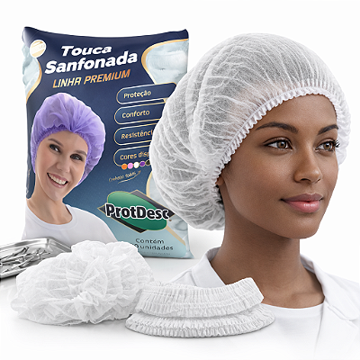 Touca Descartável TNT c/ Elástico Duplo Branca 100 und.