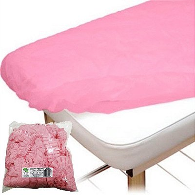 Lençol Descartável c/ Elástico Rosa 2,10m X 0,90cm TNT 20gr 10 und.