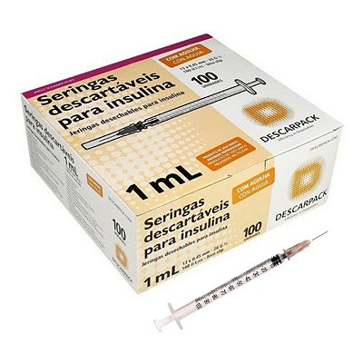 Seringa Insulina Botox 1ml c/ Agulha 13x045mm Cx. 100 Und.